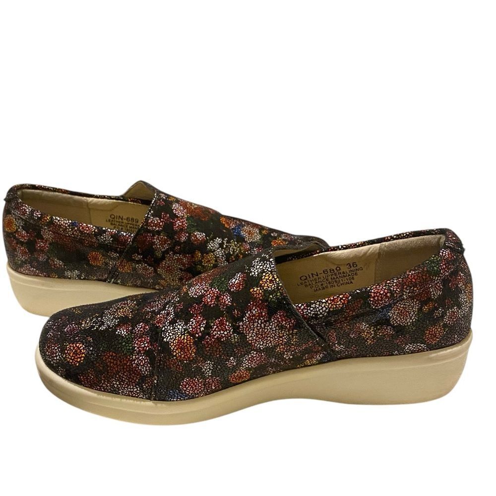 Algeria Clog Mule Shoes Leather Black Floral Comfortable Professional - Picture 4 of 14